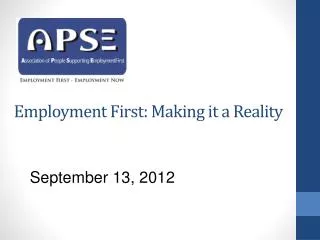 Employment First: Making it a Reality