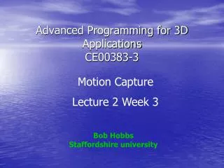 Advanced Programming for 3D Applications CE00383-3