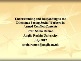 Understanding and Responding to the Dilemmas Facing Social Workers in Armed Conflict Contexts