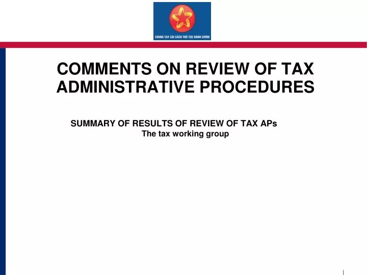 comments on review of tax administrative procedures