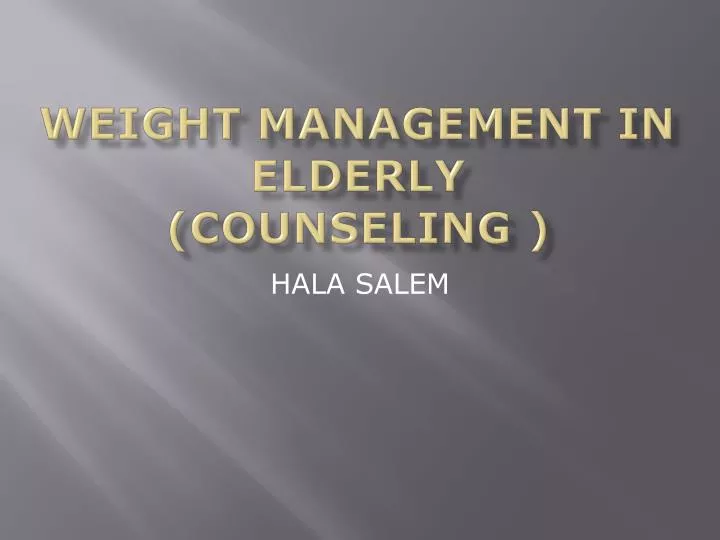 weight management in elderly counseling