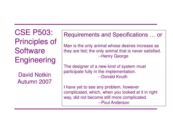 cse p503 principles of software engineering