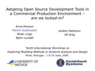 Tenth International Workshop on Exploring Modeling Methods in Systems Analysis and Design