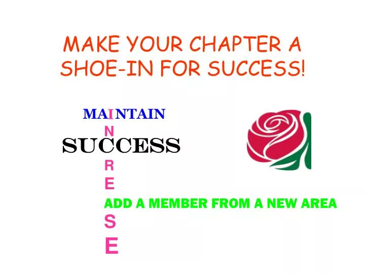 make your chapter a shoe in for success
