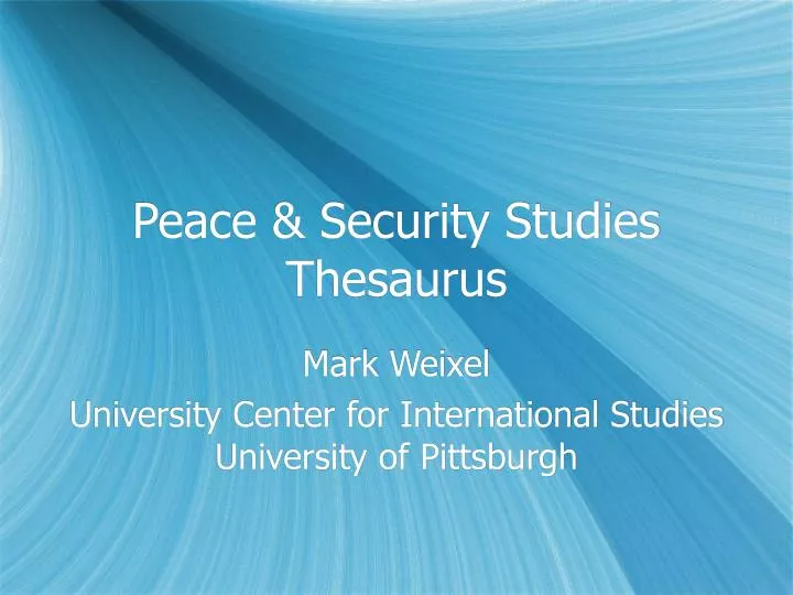 peace security studies thesaurus