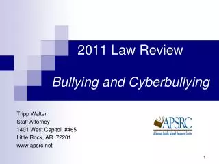 2011 Law Review Bullying and Cyberbullying