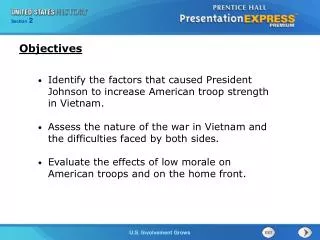 Identify the factors that caused President Johnson to increase American troop strength in Vietnam.