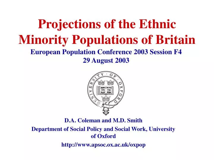 projections of the ethnic minority populations of britain
