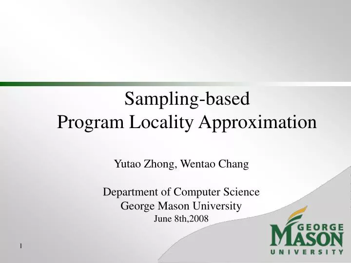 sampling based program locality approximation