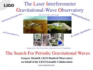 The Search For Periodic Gravitational Waves