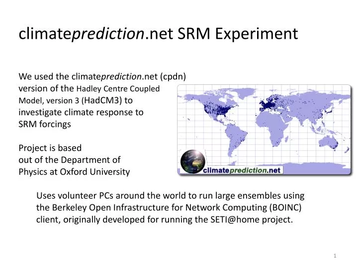 climate prediction net srm experiment