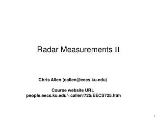 Radar Measurements II