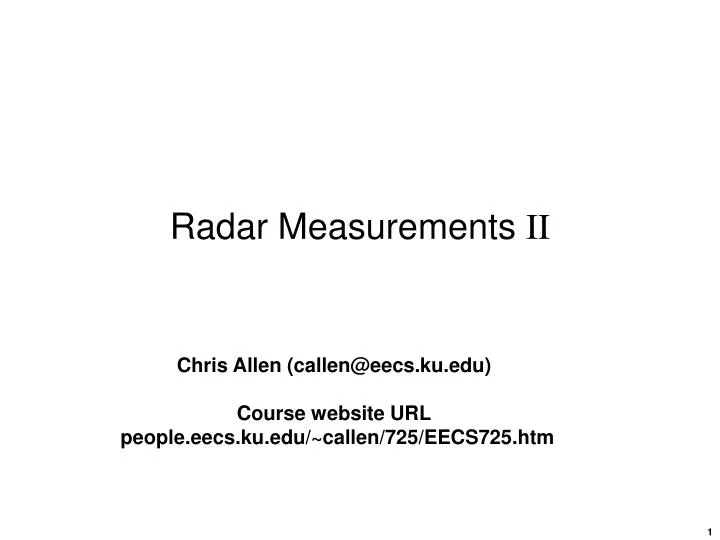 radar measurements ii
