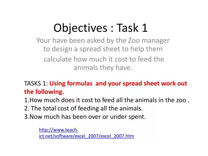 objectives task 1