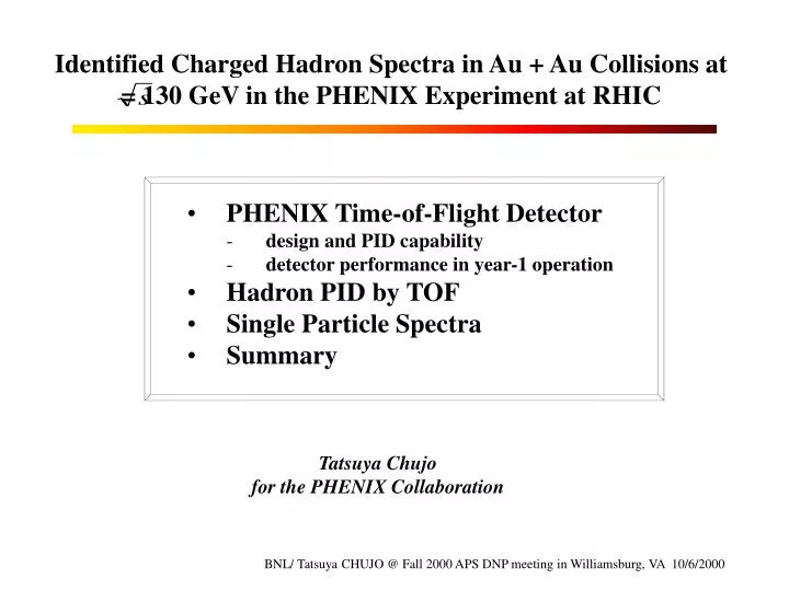 identified charged hadron spectra in au au collisions at 130 gev in the phenix experiment at rhic