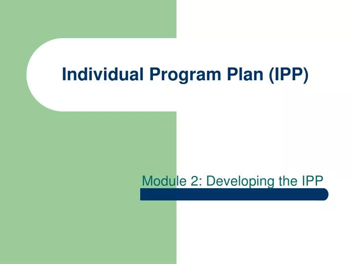 individual program plan ipp