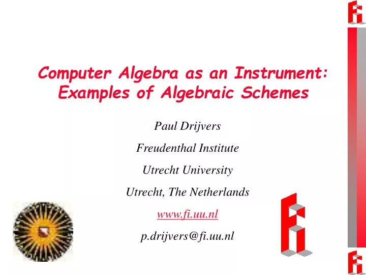 computer algebra as an instrument examples of algebraic schemes