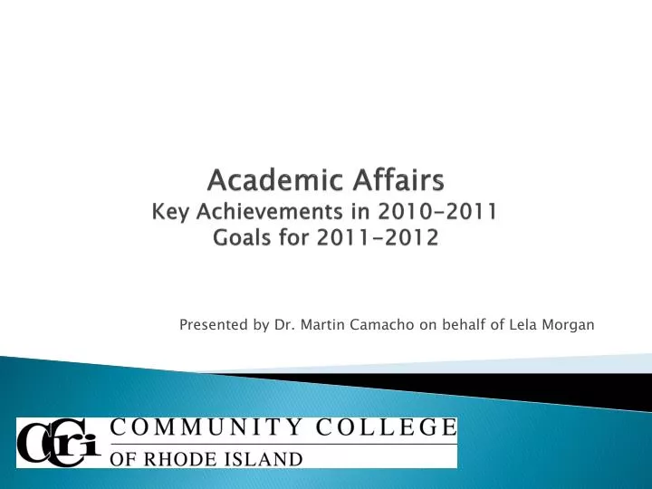 academic affairs key achievements in 2010 2011 goals for 2011 2012