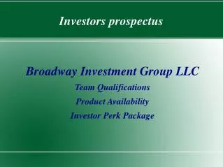 Investors prospectus