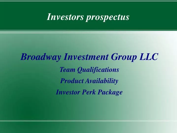 investors prospectus