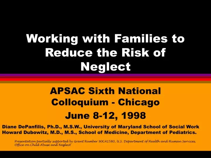 working with families to reduce the risk of neglect