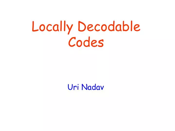 locally decodable codes