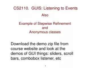 CS2110. GUIS: Listening to Events