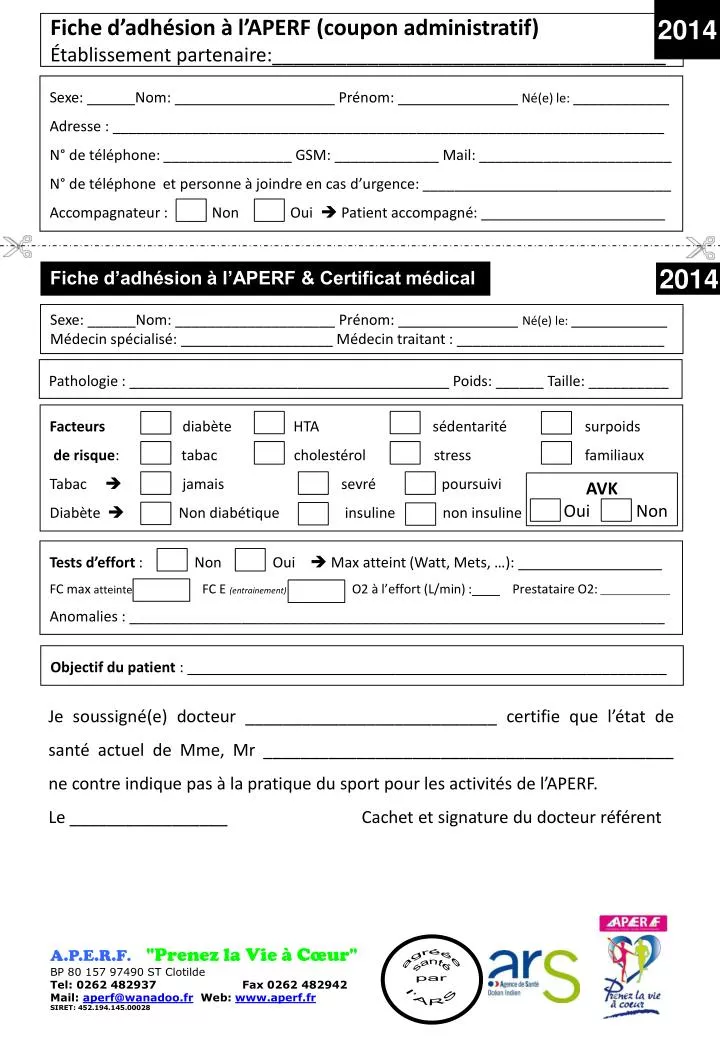 fiche d adh sion l aperf coupon administratif tablissement partenaire