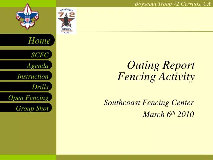 outing report fencing activity