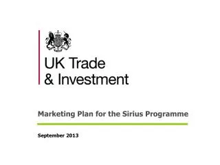 Marketing Plan for the Sirius Programme
