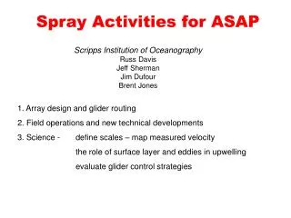 Spray Activities for ASAP