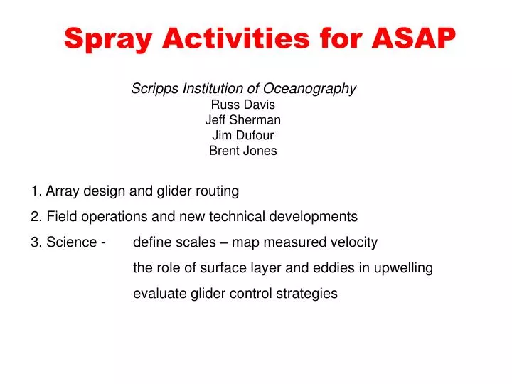 spray activities for asap