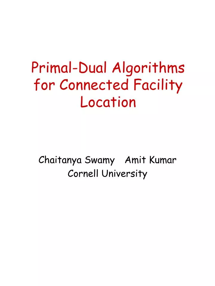 primal dual algorithms for connected facility location