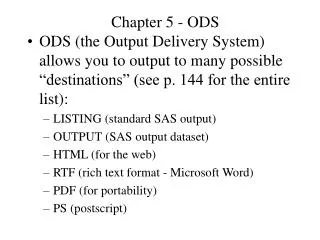 Chapter 5 - ODS