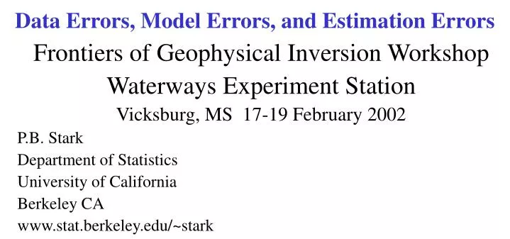 data errors model errors and estimation errors