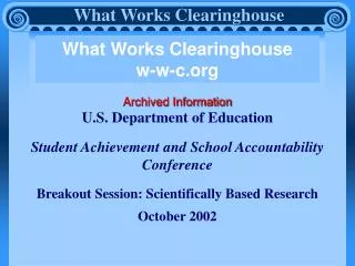 What Works Clearinghouse w-w-c