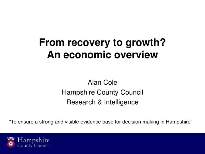 from recovery to growth an economic overview