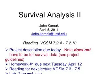 Survival Analysis II