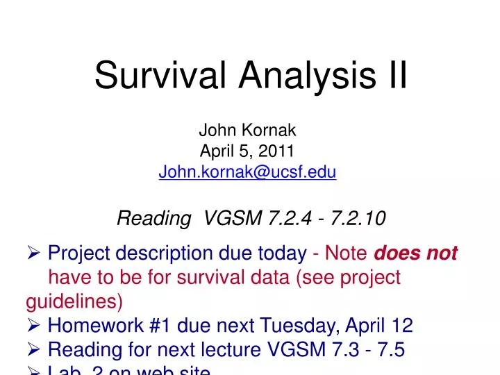 survival analysis ii