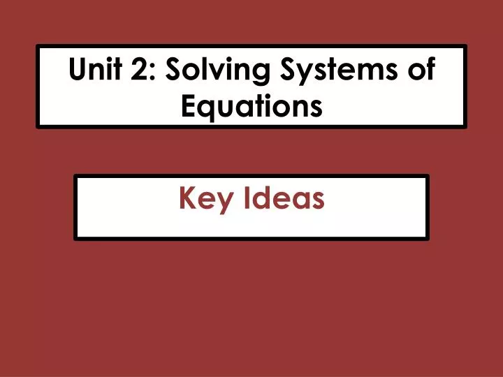 unit 2 solving systems of equations