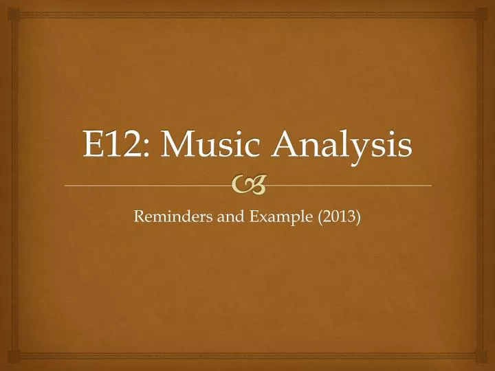 e12 music analysis