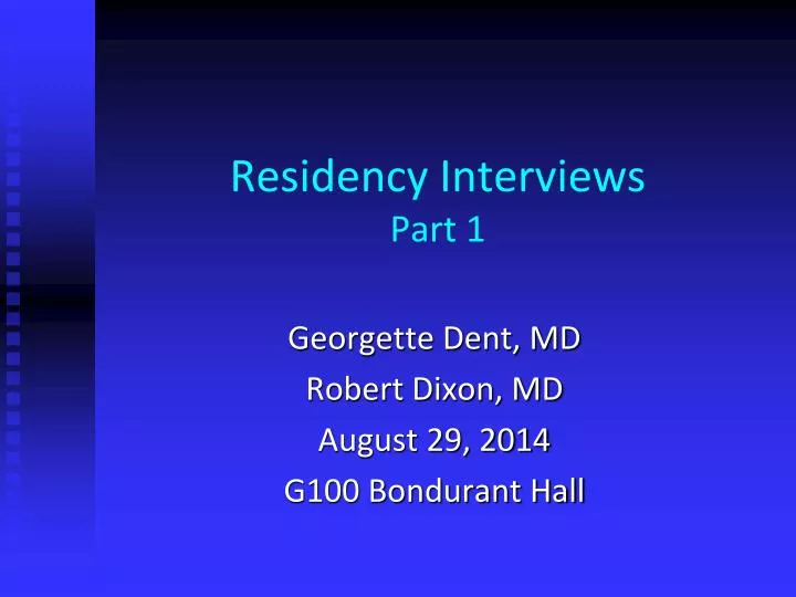 residency interviews part 1