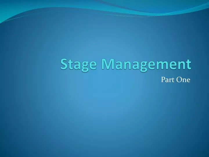 stage management