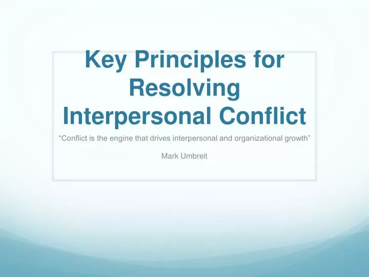key principles for resolving interpersonal conflict
