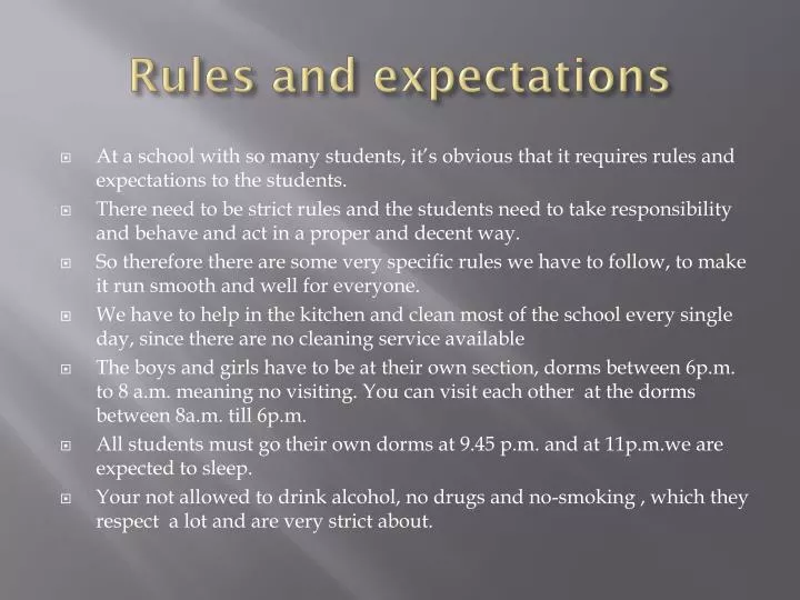 rules and expectations