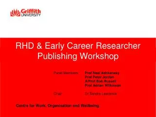 RHD &amp; Early Career Researcher Publishing Workshop