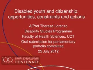 Disabled youth and citizenship: opportunities, constraints and actions