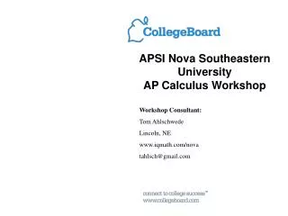 APSI Nova Southeastern University AP Calculus Workshop