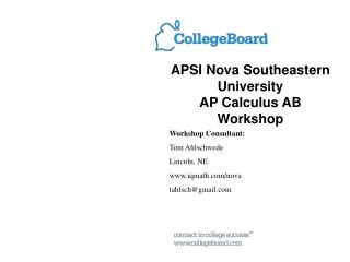 APSI Nova Southeastern University AP Calculus AB Workshop