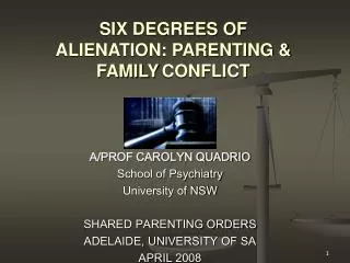 A/PROF CAROLYN QUADRIO School of Psychiatry University of NSW SHARED PARENTING ORDERS